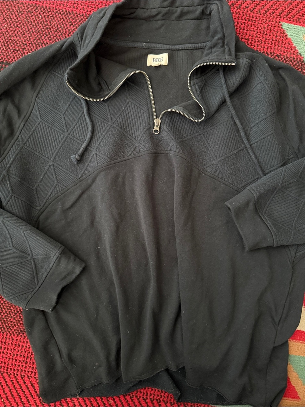 BKE womens Black Diamond-Textured Half-Zip Sweater